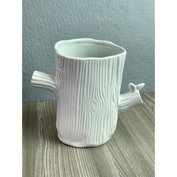 Vintage Sherry Olsen Vase Anthropologie Woodland Bark Tree Stump Butterfly 6” - Picture 3 of 11